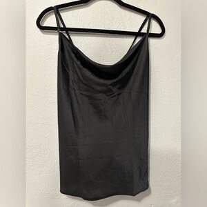NWT Zeagoo Women’s Black Satin Criss Cross Spaghetti Strap Tank Top